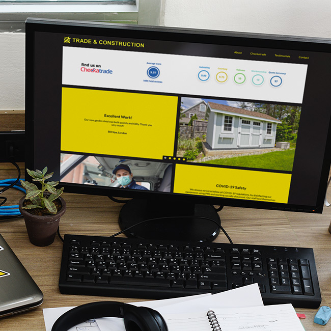 Trade and construction website on PC screen